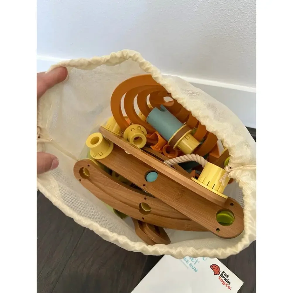 Fat Brain Toy Co. Bamboo Builder Marble Run 168 piece set